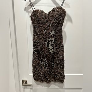Jovani animal print short dress, size 4